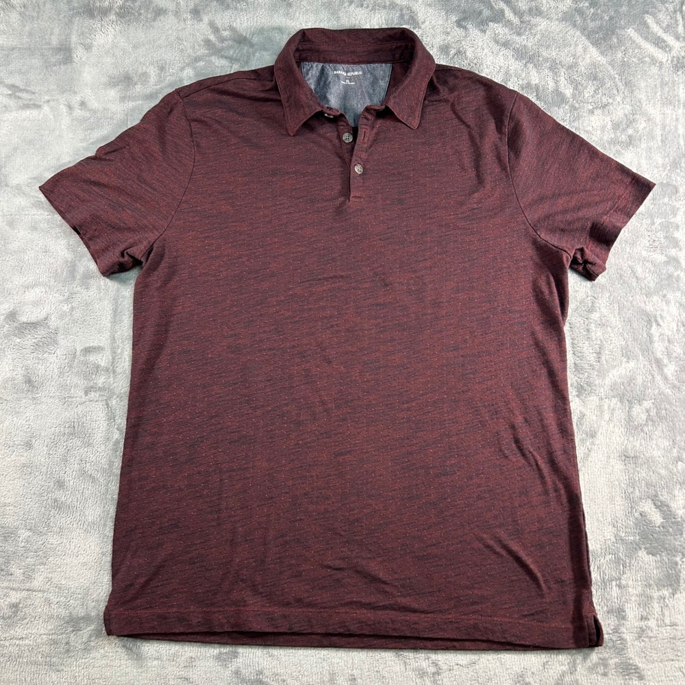 Banana Republic Mens Burgundy Marled Textured Polo‎ Shirt Short Sleeve XL